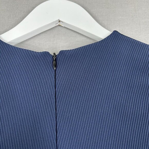 Nadia Tarr Women Dress Extra Small Blue Ribbed Scuba Midi Fitted Sculpt Cocktail - Picture 11 of 14